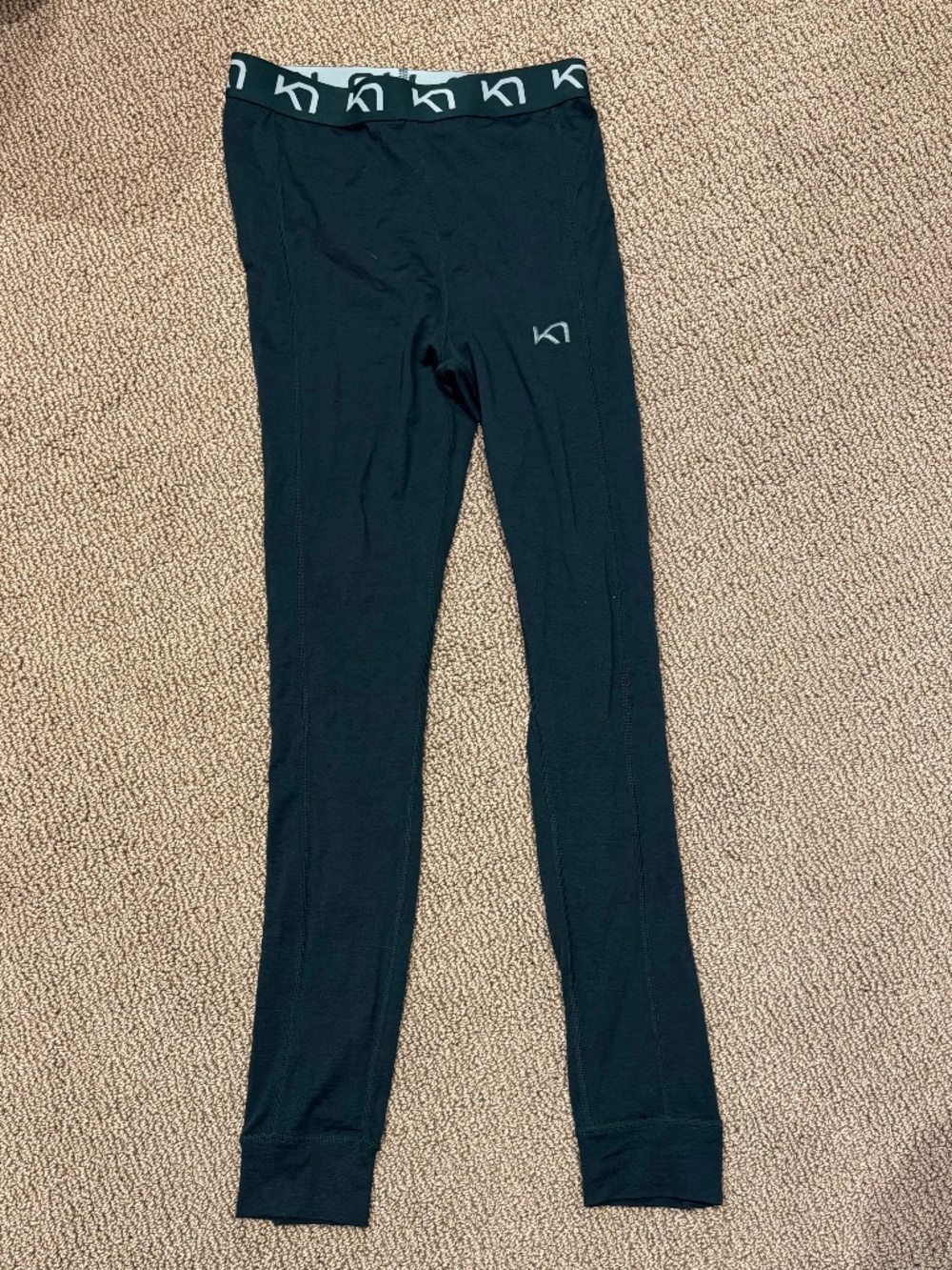 Kari Traa Dark Green Merino Wool Long Underwear Leggings